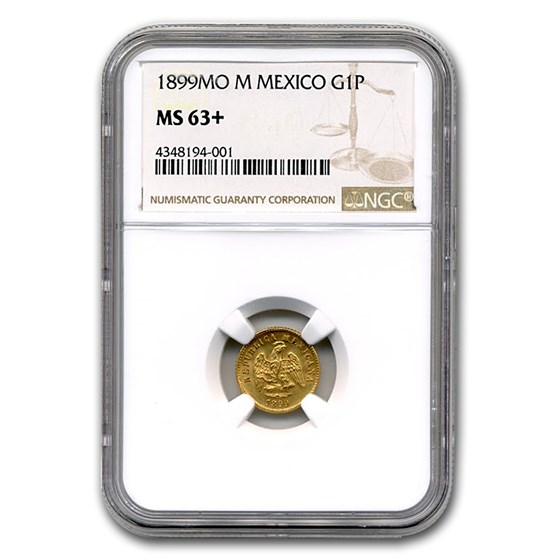1899 Mo-M Mexico Gold Peso MS-63+ NGC 1899 Mo-M Mexico Gold Peso MS-63+ NGC