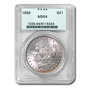 1899 Morgan Dollar MS-64 PCGS (Old Green Label) 1899 Morgan Dollar MS-64 PCGS (Old Green Label)