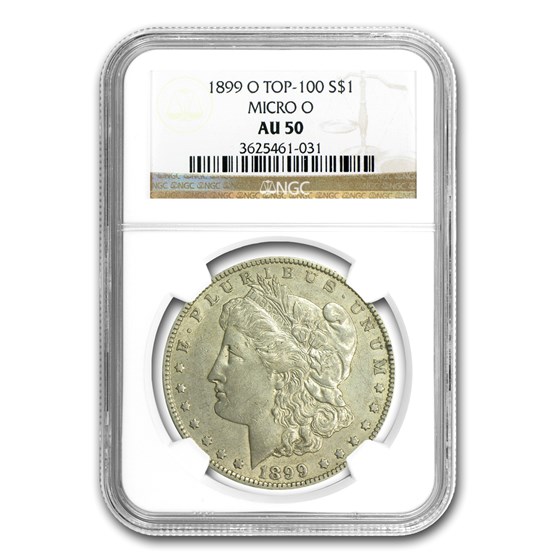 1899-O Morgan Dollar AU-50 NGC (Micro O, Top-100) 1899-O Morgan Dollar AU-50 NGC (Micro O, Top-100)