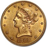 1899-S $10 Liberty Gold Eagle AU