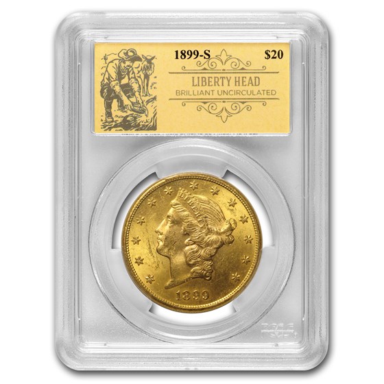 1899-S $20 Liberty Gold Double Eagle BU PCGS (Prospector Label) 1899-S $20 Liberty Gold Double Eagle BU PCGS (Prospector Label)