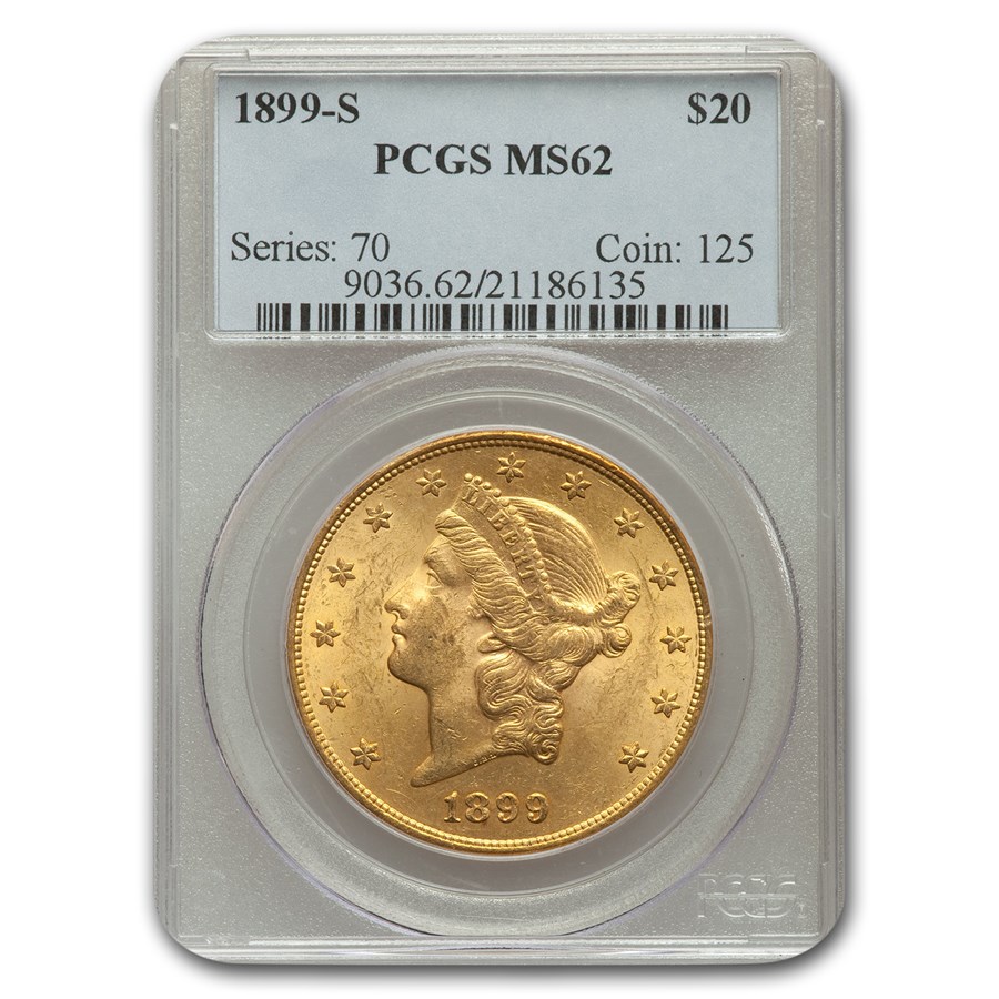1899-S $20 Liberty Gold Double Eagle MS-62 PCGS