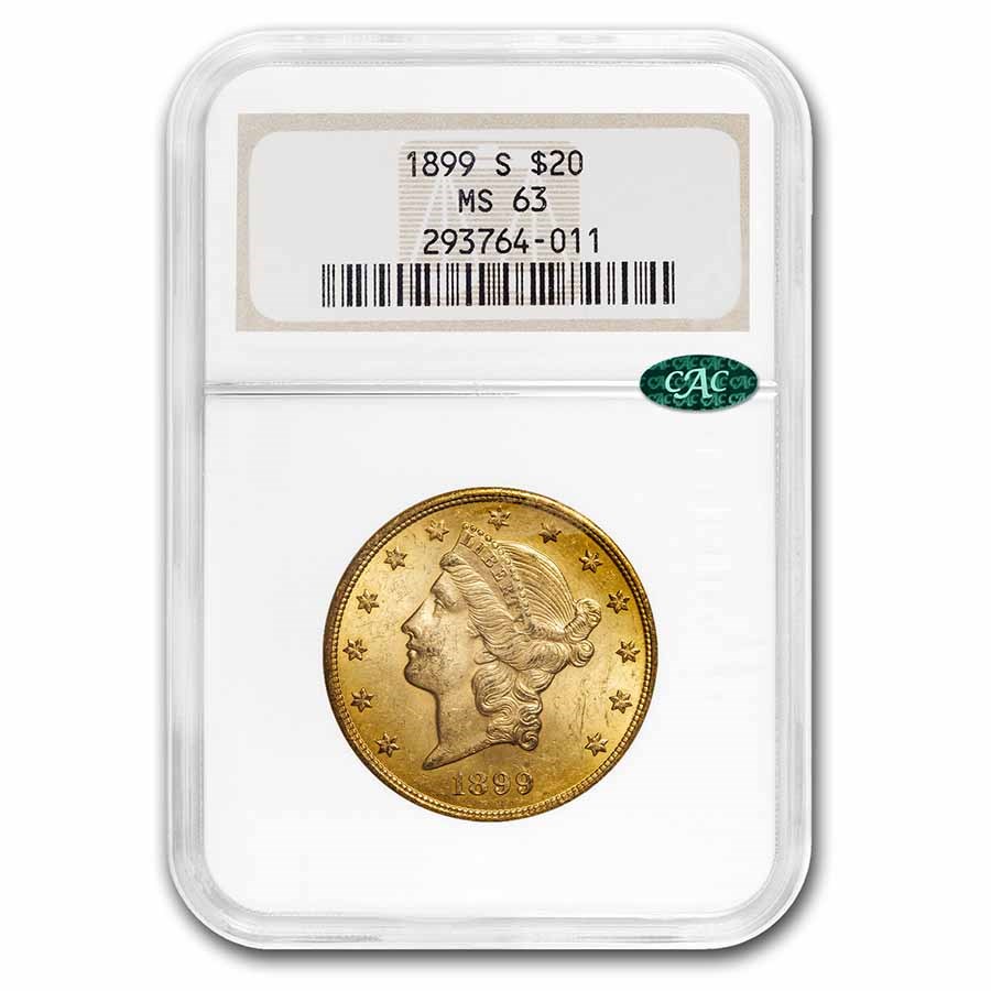 1899-S $20 Liberty Gold Double Eagle MS-63 NGC CAC