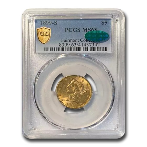 1899-S $5 Liberty Gold Half Eagle MS-63 PCGS CAC 1899-S $5 Liberty Gold Half Eagle MS-63 PCGS CAC