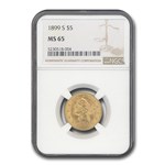 1899-S $5 Liberty Gold Half Eagle MS-65 NGC