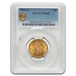 1899-S $5 Liberty Gold Half Eagle MS-65 PCGS