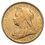 1899-S Australia Gold Sovereign Veil Head Victoria BU