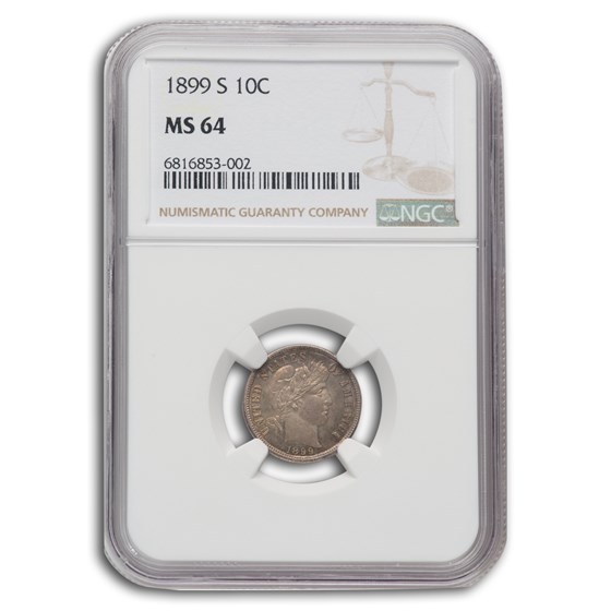 1899-S Barber Dime MS-64 NGC