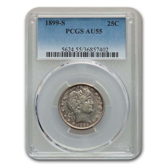 1899-S Barber Quarter AU-55 PCGS 1899-S Barber Quarter AU-55 PCGS
