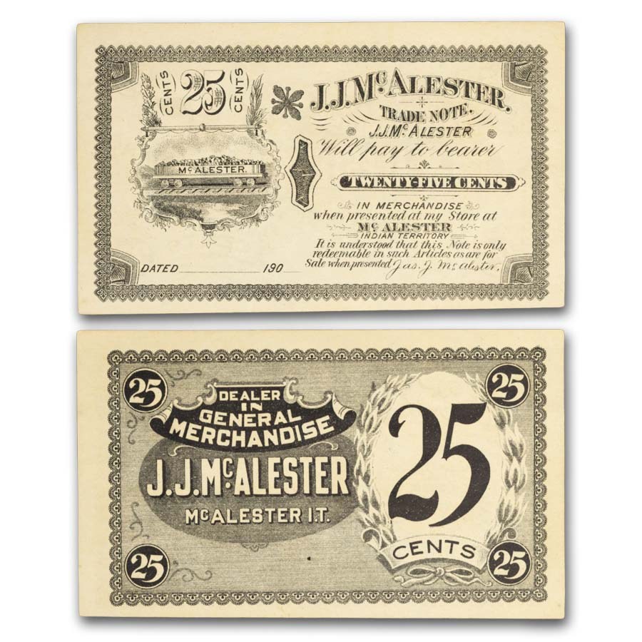 Buy 19__ McAlester 25 Cents Trade Oklahoma Indian Terr AU | APMEX