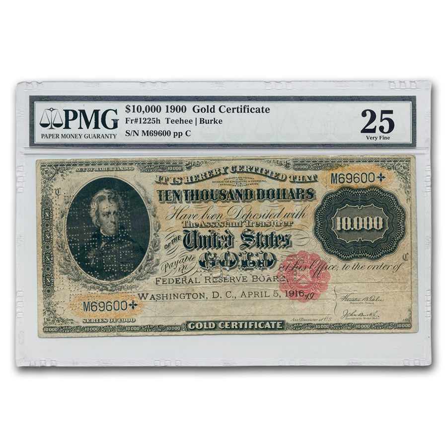 1900 $10,000 Gold Certificate VF-25 PMG (Fr#1225H) Net