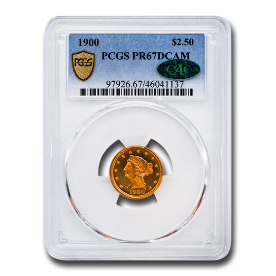 1900 $2.50 Gold Quarter Eagle PR-67 DCAM PCGS CAC 1900 $2.50 Gold Quarter Eagle PR-67 DCAM PCGS CAC