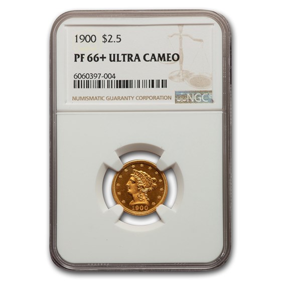 1900 $2.50 Liberty Gold Quarter Eagle PF-66+ UCAM NGC 1900 $2.50 Liberty Gold Quarter Eagle PF-66+ UCAM NGC