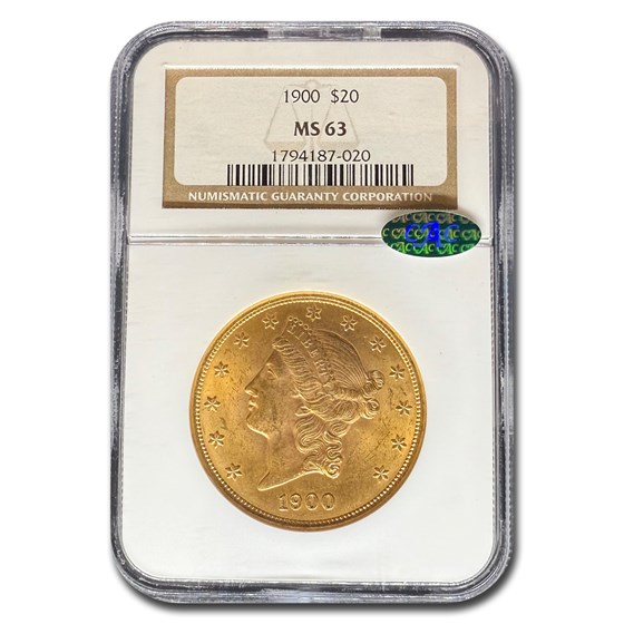 1900 $20 Liberty Gold Double Eagle MS-63 NGC CAC 1900 $20 Liberty Gold Double Eagle MS-63 NGC CAC