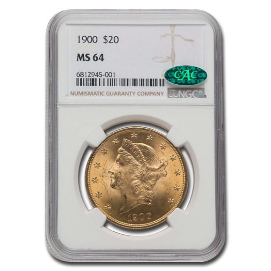 1900 $20 Liberty Gold Double Eagle MS-64 NGC CAC 1900 $20 Liberty Gold Double Eagle MS-64 NGC CAC