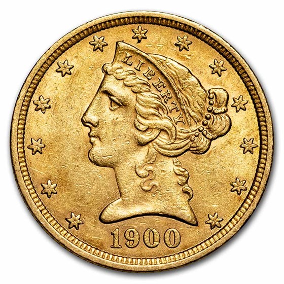 1900 $5 Liberty Gold Half Eagle AU