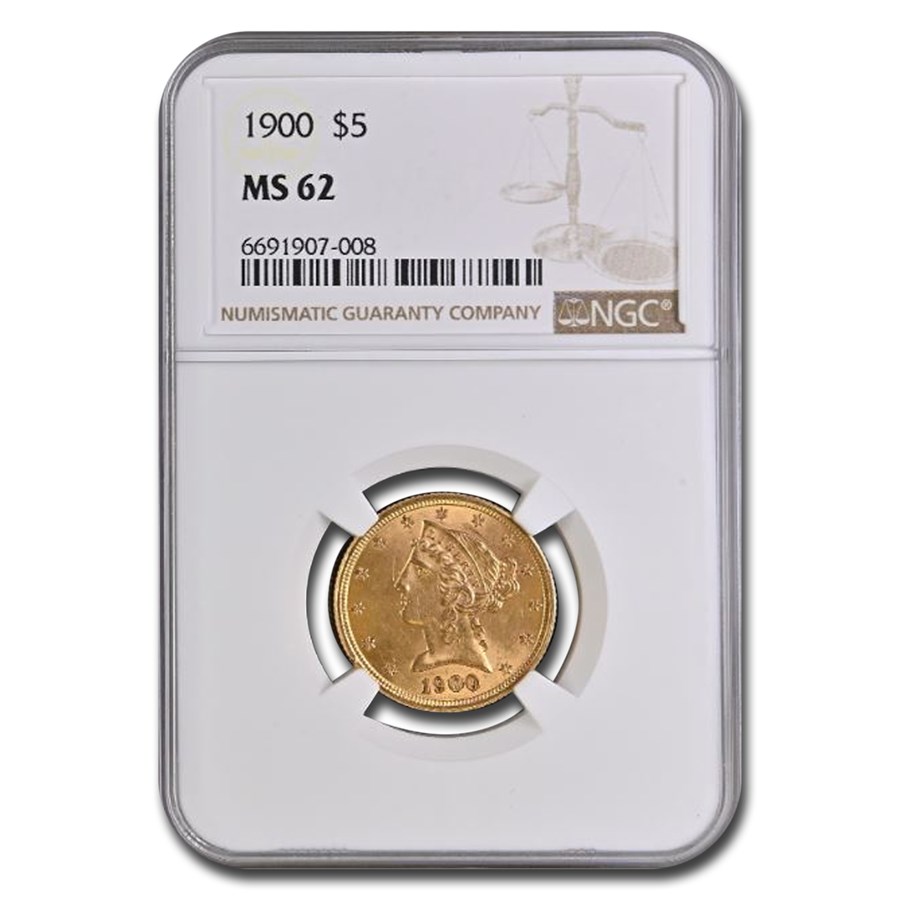 1900 $5 Liberty Gold Half Eagle MS-62 NGC