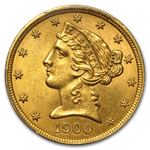 1900 $5 Liberty Gold Half Eagle MS-64 PCGS