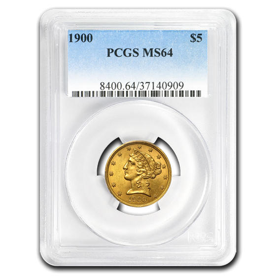 1900 $5 Liberty Gold Half Eagle MS-64 PCGS