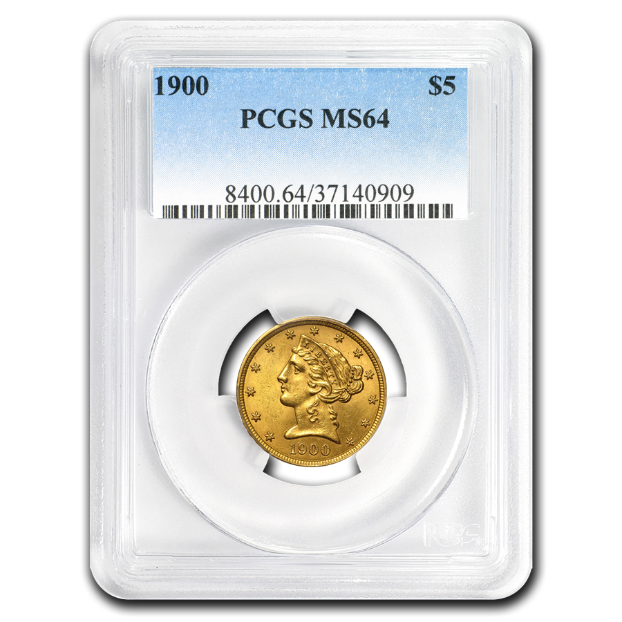 1900 $5 Liberty Gold Half Eagle MS-64 PCGS
