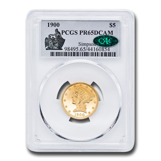 1900 $5 Liberty Gold Half Eagle PR-65 DCAM PCGS CAC 1900 $5 Liberty Gold Half Eagle PR-65 DCAM PCGS CAC