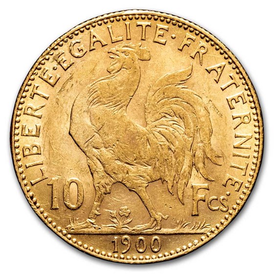 1900-A France Gold 10 Francs Rooster AU 1900-A France Gold 10 Francs Rooster AU