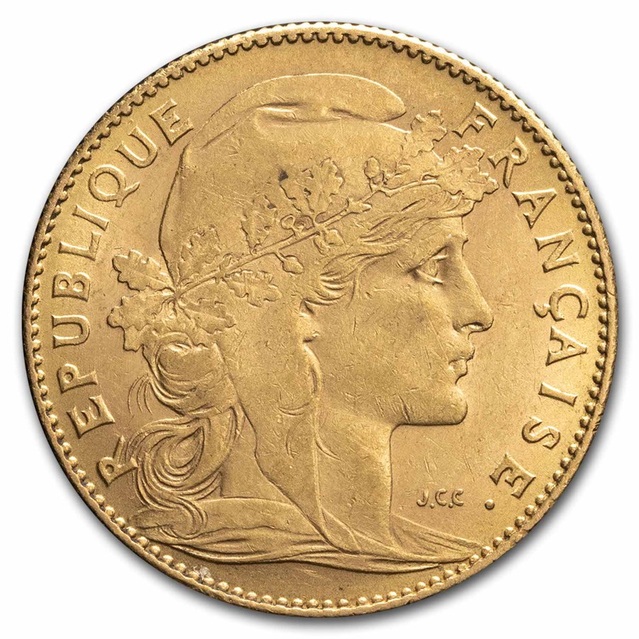 1900-A France Gold 10 Francs Rooster BU