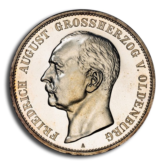 1900-A Germany Silver 5 Mark August PR-64+ PCGS (Oldenburg)