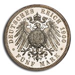 1900-A Germany Silver 5 Mark August PR-64+ PCGS (Oldenburg)