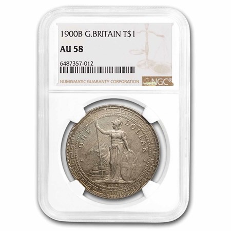 1900-B Great Britain Silver Trade Dollar AU-58 NGC