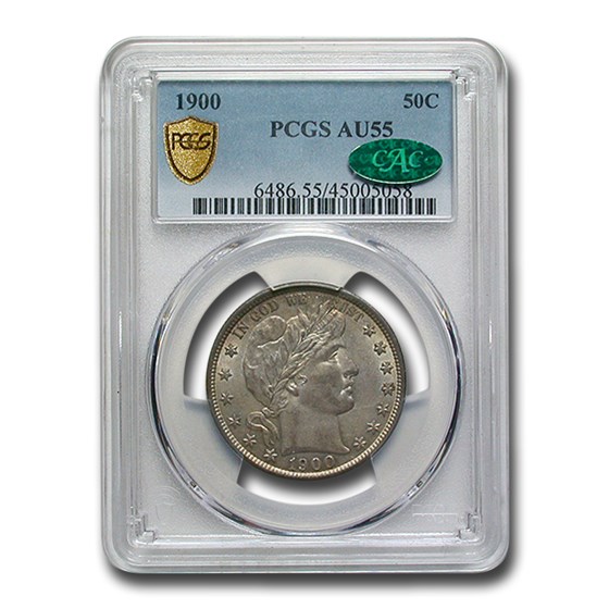 1900 Barber Half Dollar AU-55 PCGS CAC 1900 Barber Half Dollar AU-55 PCGS CAC