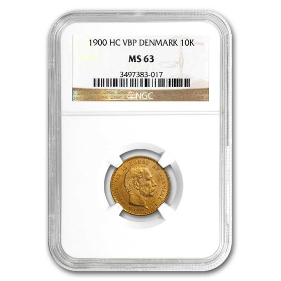 1900 HC VDP Denmark Gold 10 Kroner Christian IX MS-63 NGC 1900 HC VDP Denmark Gold 10 Kroner Christian IX MS-63 NGC