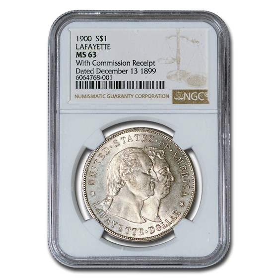 1900 Lafayette Dollar MS-63 NGC ( With Commission Receipt) 1900 Lafayette Dollar MS-63 NGC ( With Commission Receipt)