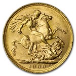 1900-M Australia Gold Sovereign Victoria Veil Head BU
