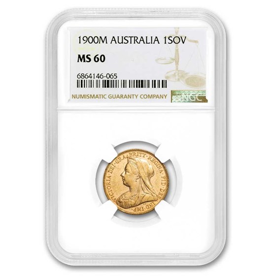 1900-M Australia Gold Sovereign Victoria Veil Head MS-60 NGC 1900-M Australia Gold Sovereign Victoria Veil Head MS-60 NGC