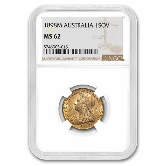 1900-M Australia Gold Sovereign Victoria Veil Head MS-61 NGC 1900-M Australia Gold Sovereign Victoria Veil Head MS-61 NGC