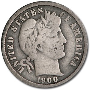 1900-O Barber Dime VG 1900-O Barber Dime VG