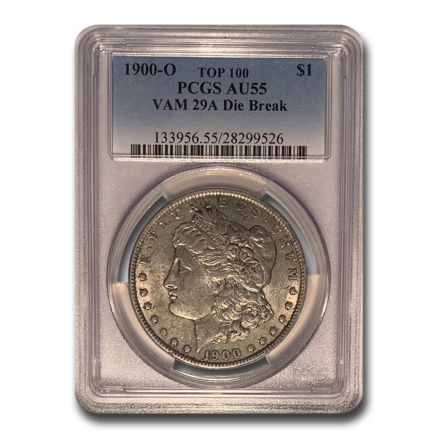 1900-O Morgan Dollar AU-55 PCGS (VAM-29A Die Break, Top-100)