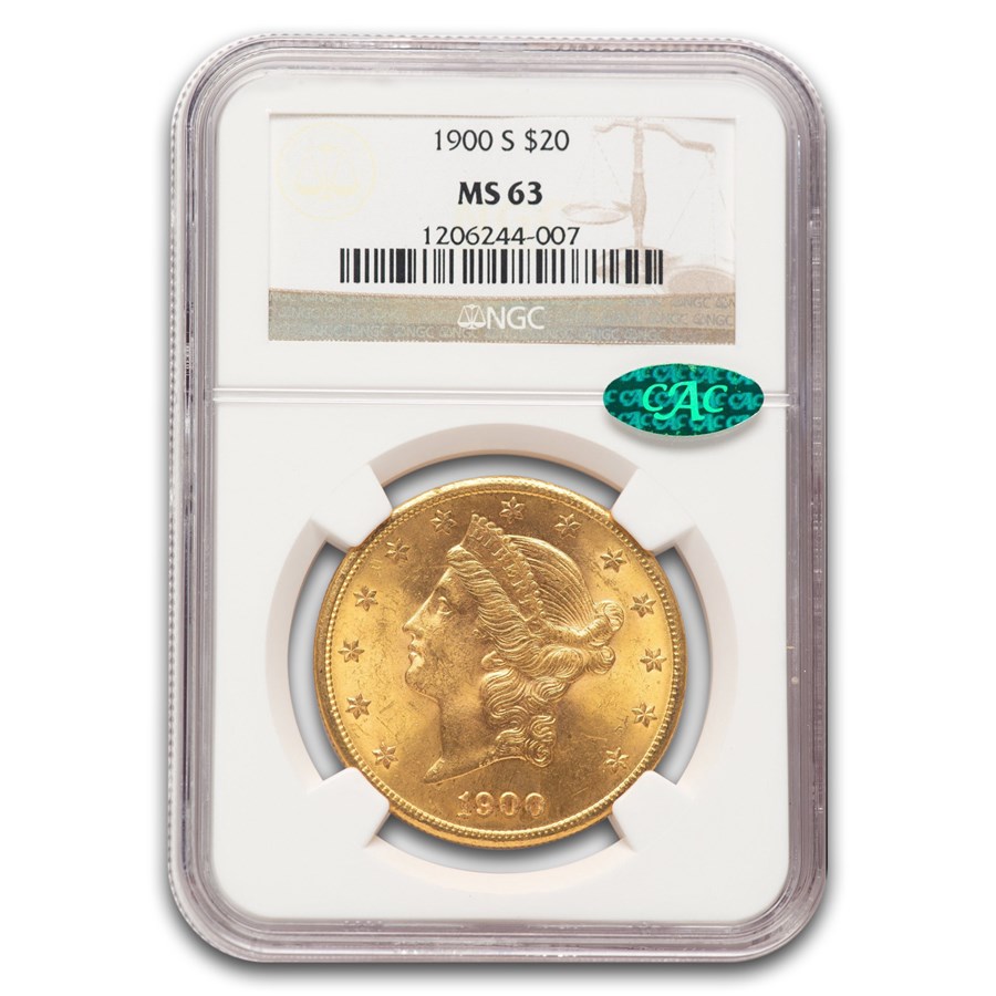 1900-S $20 Liberty Gold Double Eagle MS-63 NGC CAC