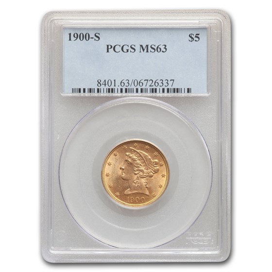 1900-S $5 Liberty Gold Half Eagle MS-63 PCGS 1900-S $5 Liberty Gold Half Eagle MS-63 PCGS