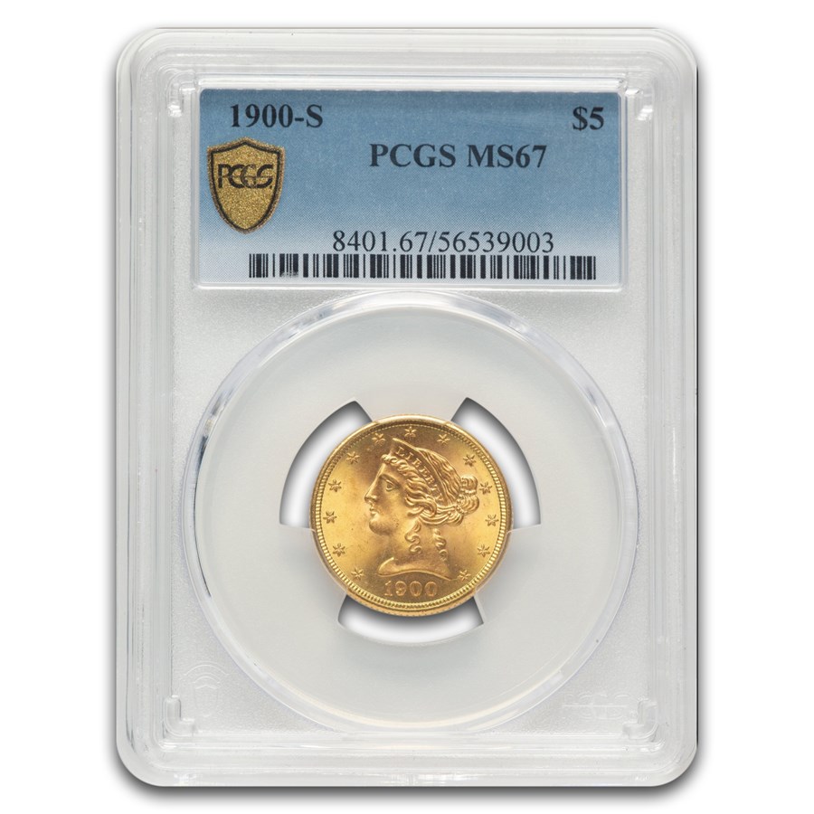 1900-S $5 Liberty Gold Half Eagle MS-67 PCGS