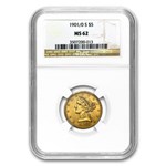 1901/0-S $5 Liberty Gold Half Eagle MS-62 NGC