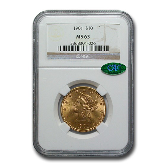 1901 $10 Liberty Gold Eagle MS-63 NGC CAC 1901 $10 Liberty Gold Eagle MS-63 NGC CAC