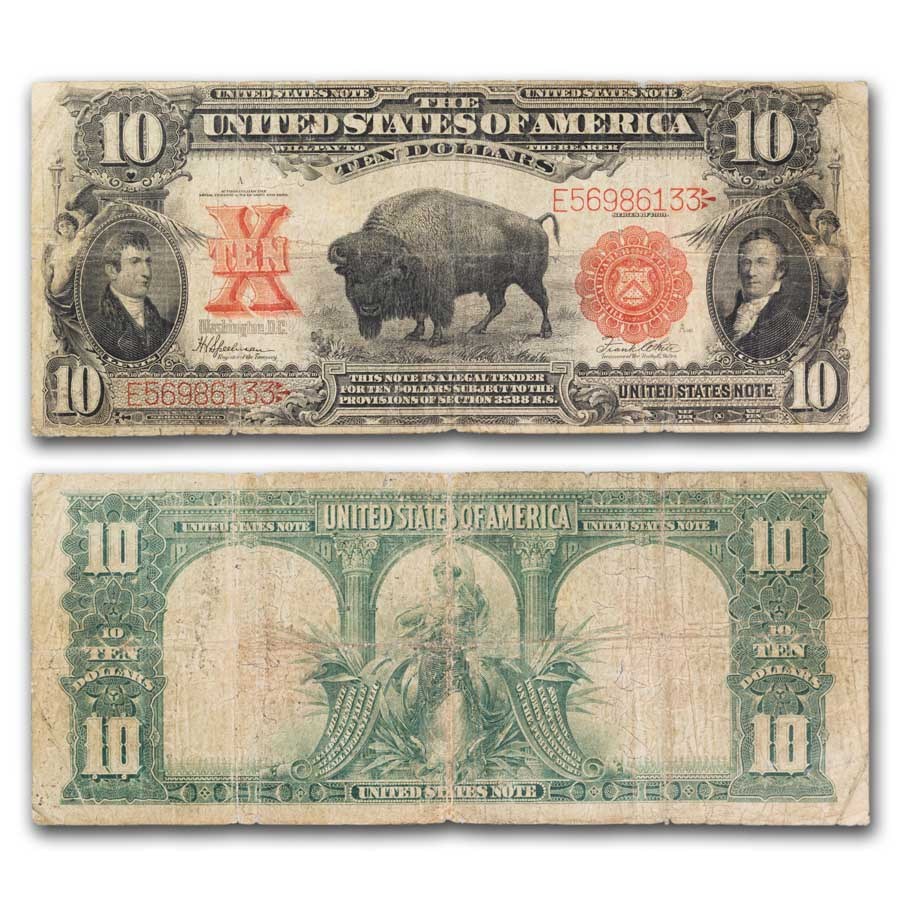 1901 $10 U.S. Note Lewis & Clark/Bison Fine (Fr#122)