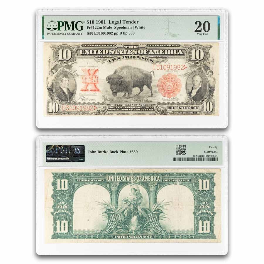 Buy 1901 $10 US Note Lewis & Clark/Bison VF-20 Fr#122m | APMEX
