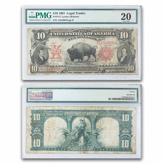 1901 $10 U.S. Note Lewis & Clark/Bison VF-20 PMG (Fr#114)