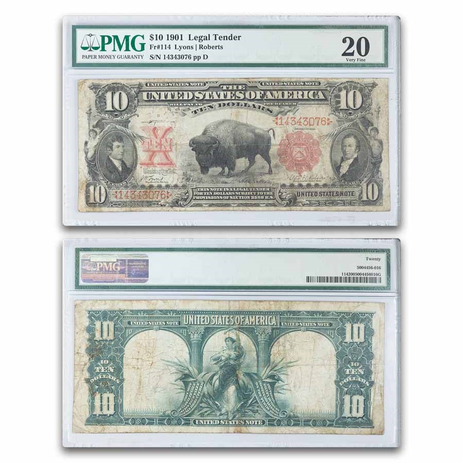 1901 $10 U.S. Note Lewis & Clark/Bison VF-20 PMG (Fr#114)