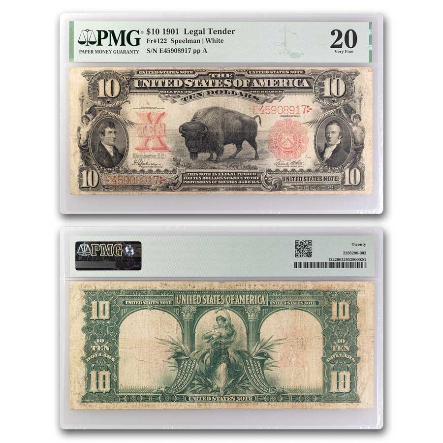 1901 $10 U.S. Note Lewis & Clark/Bison VF-20 PMG (Fr#122)