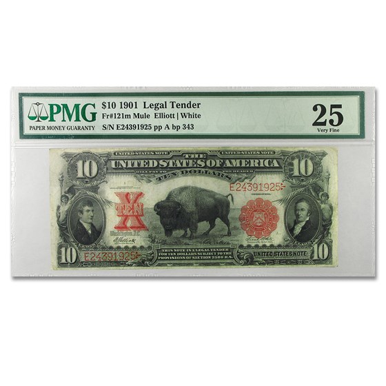 1901 $10 U.S. Note Lewis & Clark/Bison VF-25 PMG (Fr#121m) 1901 $10 U.S. Note Lewis & Clark/Bison VF-25 PMG (Fr#121m)