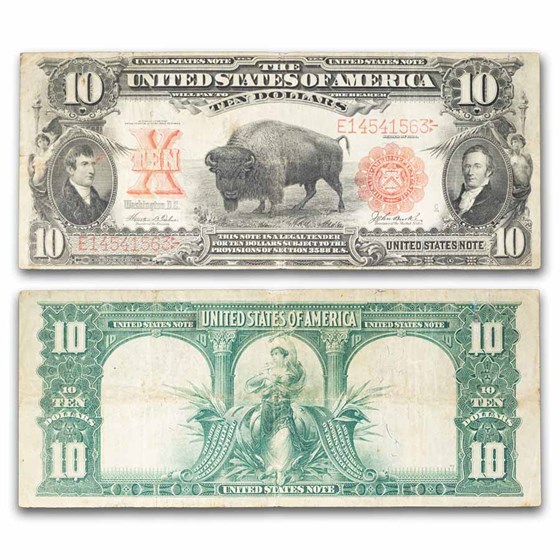 1901 $10 U.S. Note Lewis & Clark/Bison VF (Fr#120)